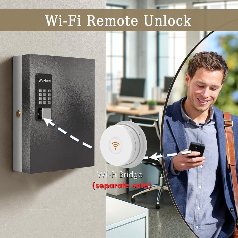 DiDiHere 32 Key Lock Box (Plus) Wall Mount, APP Bluetooth/OTP/Wi-Fi/Fixed Code/Key Unlock, Smart Key Cabinet with Key Tag, Key Organizer Holder box, Key Management Directory for Office, Valet, Car,Truck - Image 4